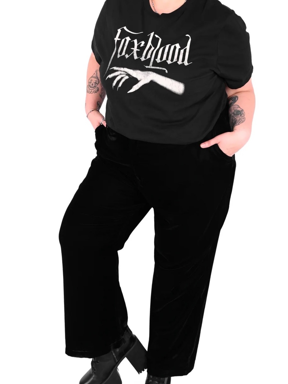Black Wide-Leg Velvet Pants